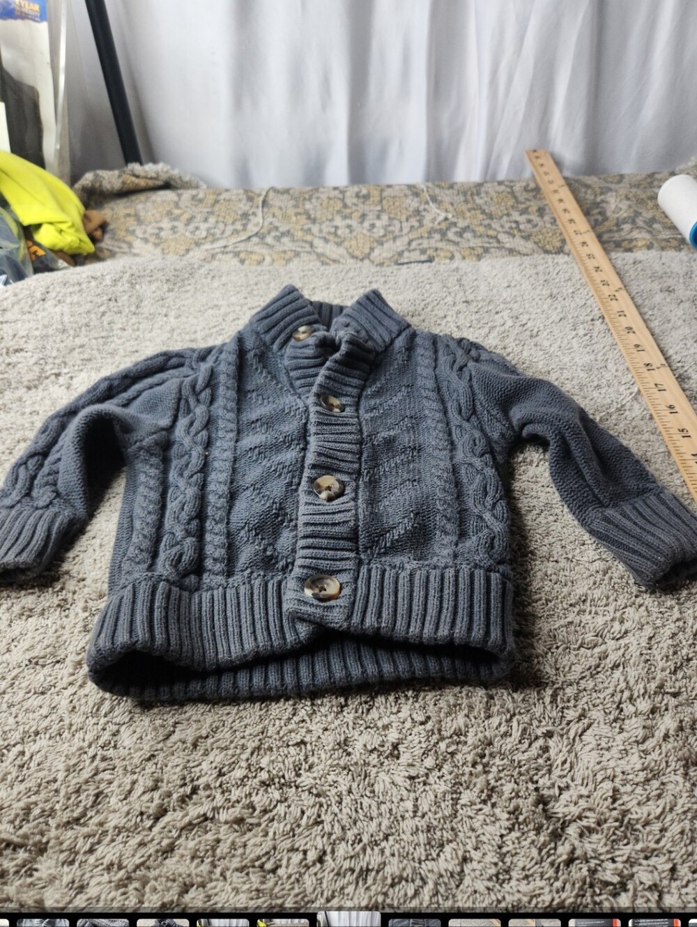 Toddler's Heavy Cable Knit Sweater With Shawl Collar - Cat & Jack Dark Grey 12M